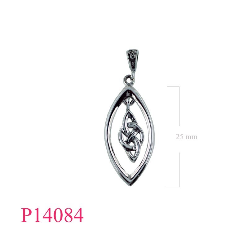 Pendant, hanging Celtic in marquise shape.