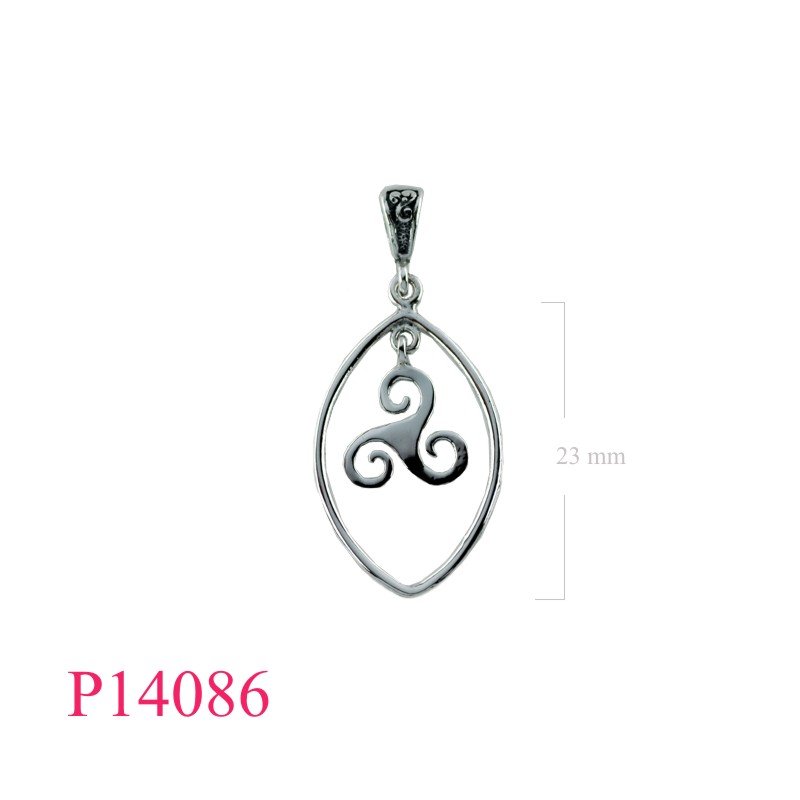 Triskelion Pendant, Triskelion in marquise loop.