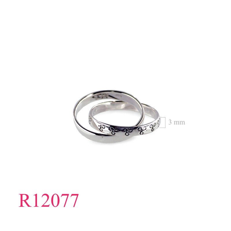 Band Ring, Triskelion Ring, 2 band rings with Triskelion design.