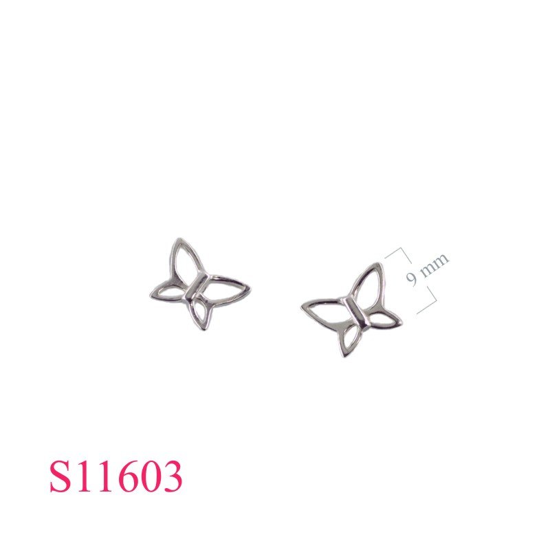 Earrings, 10mm opened butterfly.