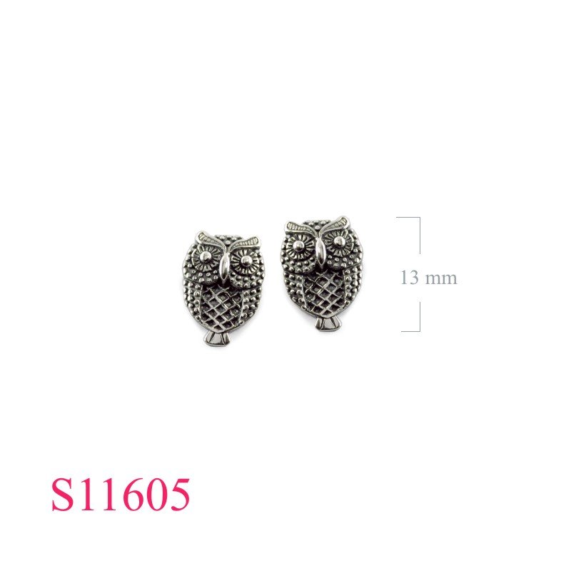 Earrings, 13mm owl.