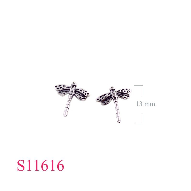 Earrings, 12mm dragonfly.