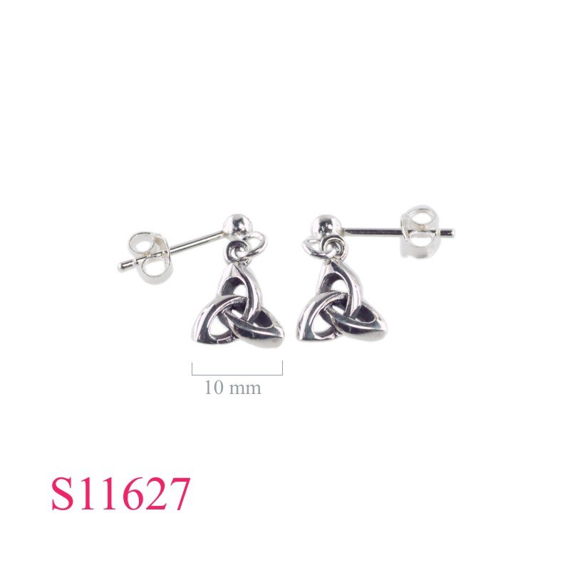 Earrings, 8mm 3D Trinity and ball post.