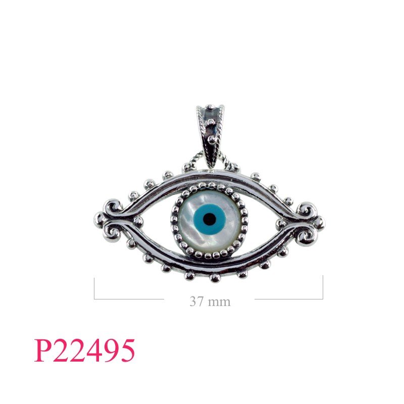 Pendant, opened dots evil eye.