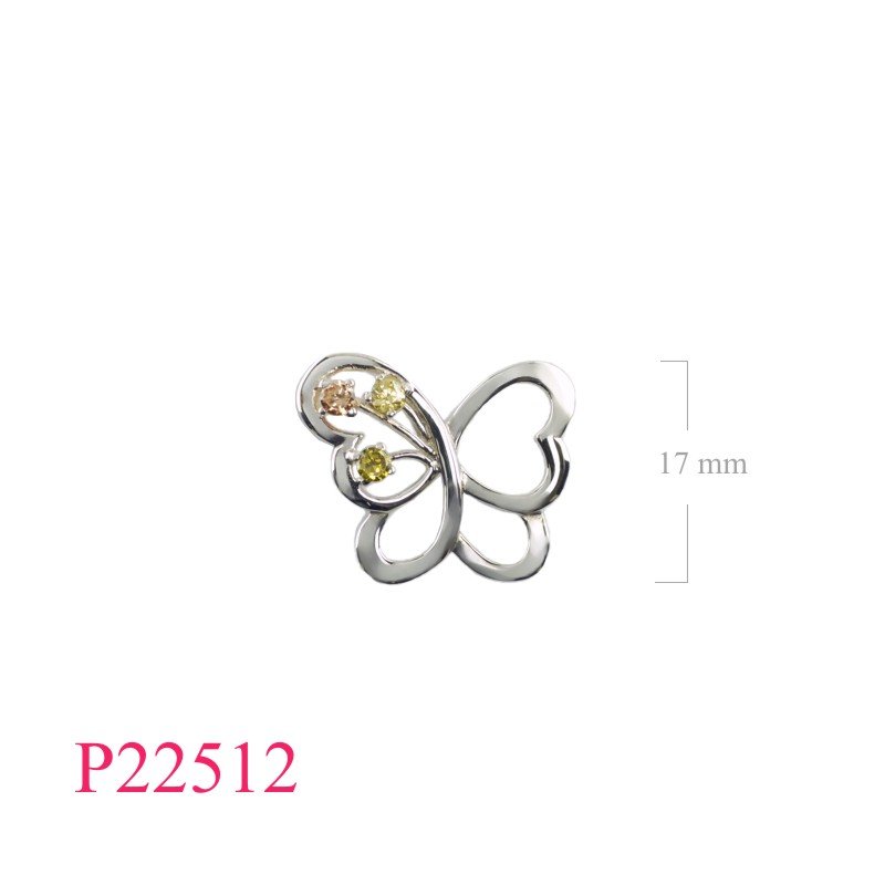 Pendant, opened butterfly with 3 stones.
