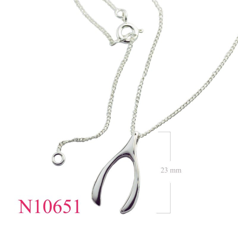 Necklace, 16 inches chain and wishbone charm.