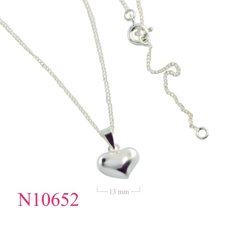 Necklace, 16 inches chain and puff heart charm.