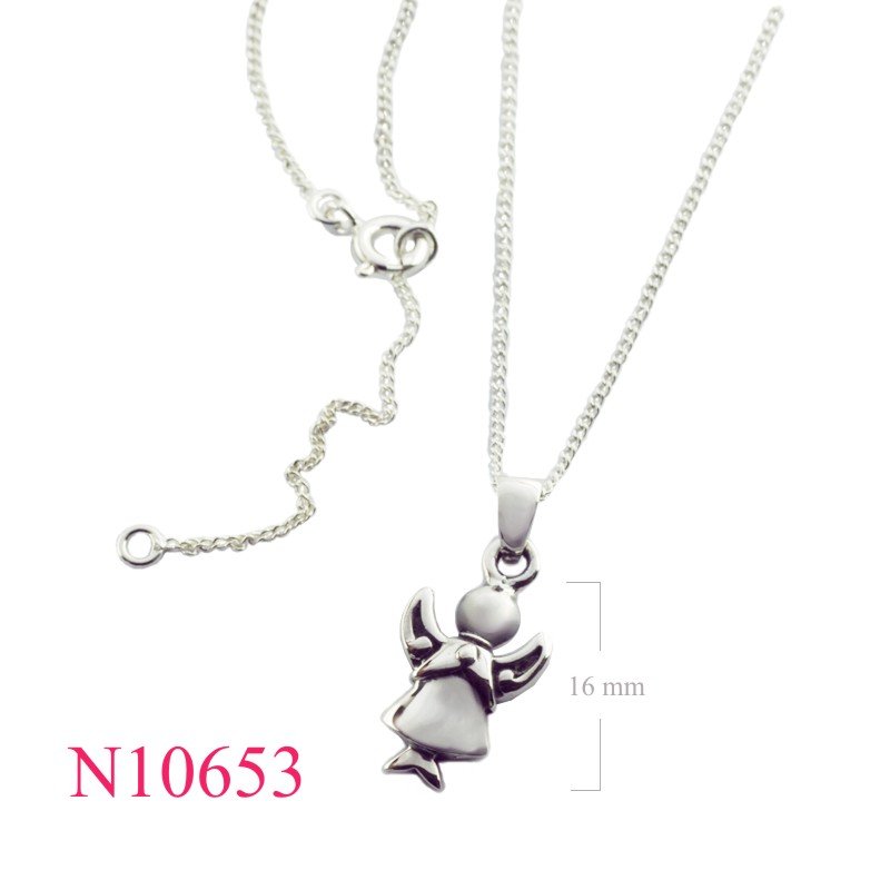 Necklace, 16 inches chain and angle charm.