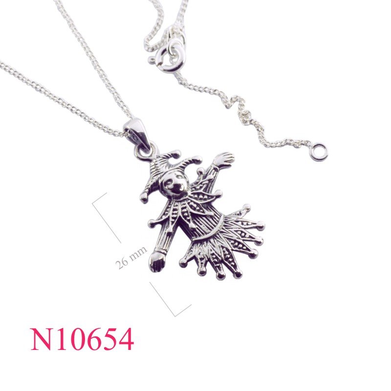 Necklace, 16 inches chain and clown charm.