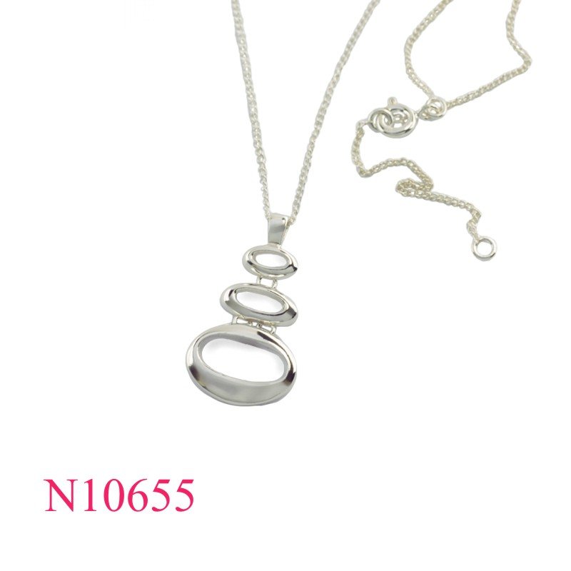 Necklace, 16 inches chain and triple loops charm.