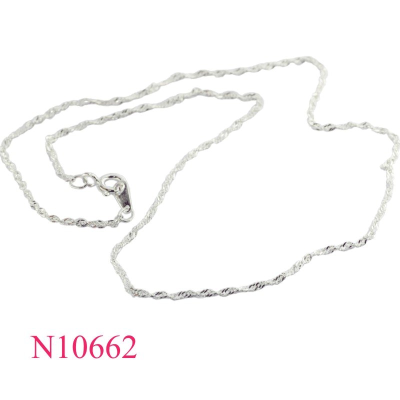 16 inches twist flat chain Necklace with Silver plated