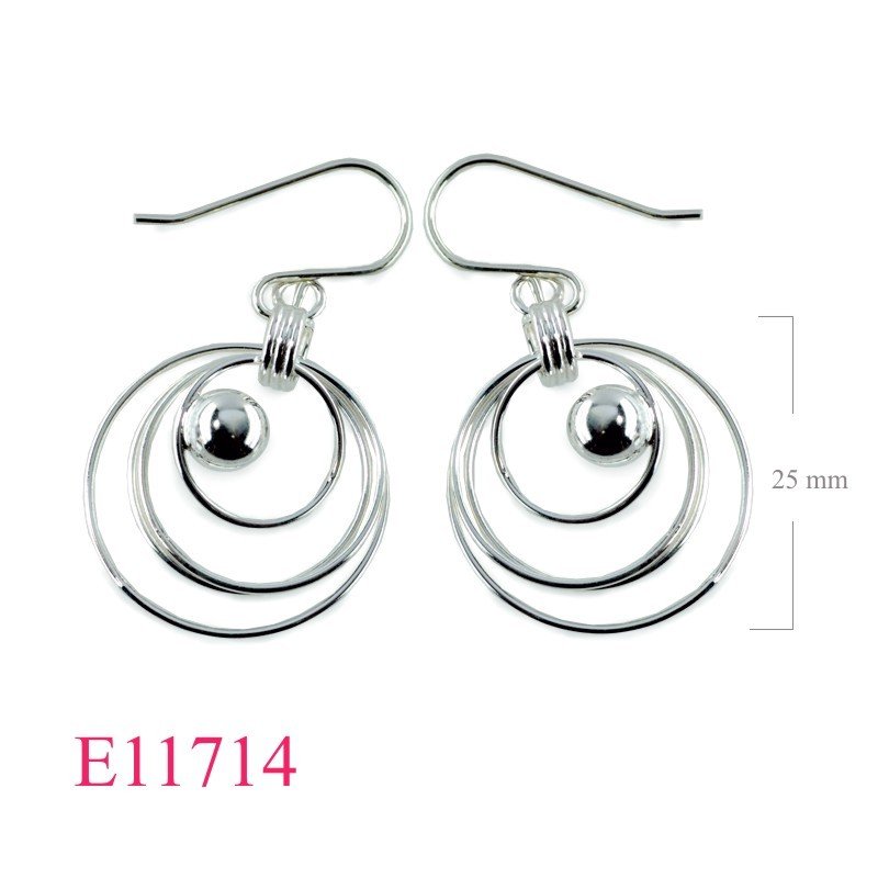 Earrings, 4 hoops and ball.