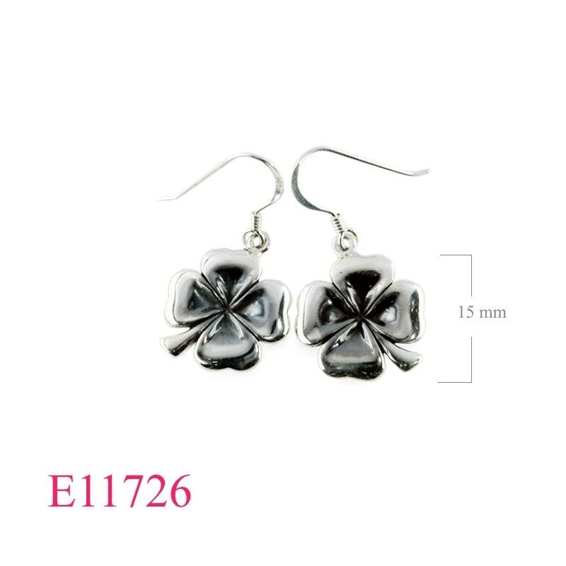 Earrings, 16mm lucky clover.