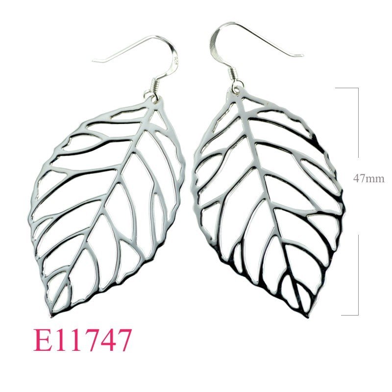 Earrings, 48mm cut out leaf.