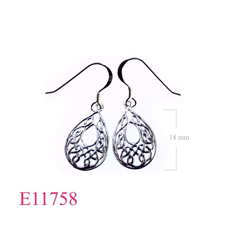 Earrings, open drop Celtic.