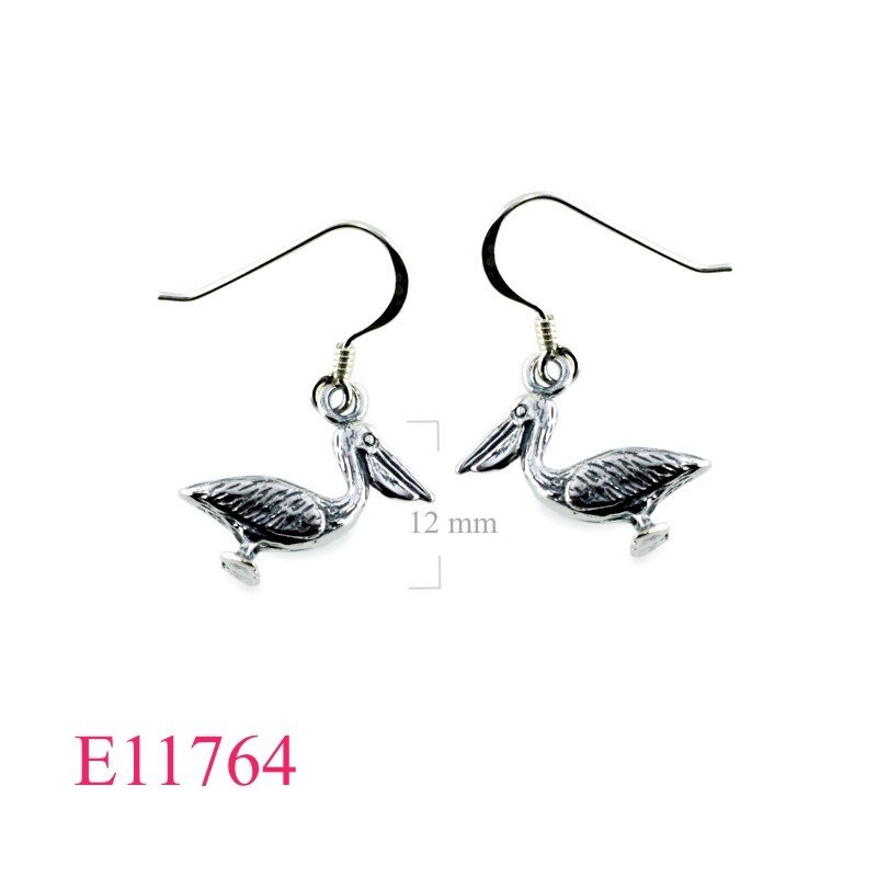 Earrings, pelican.