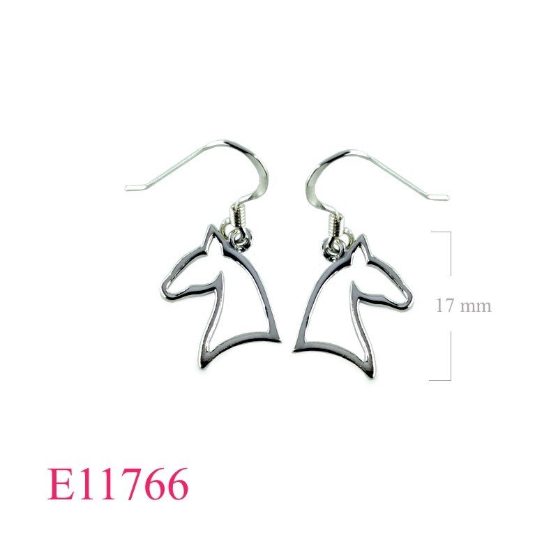 Earrings, cut out horse head.