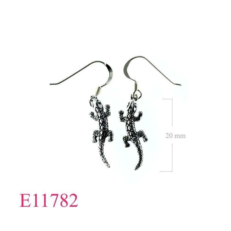 Earrings, lizard.