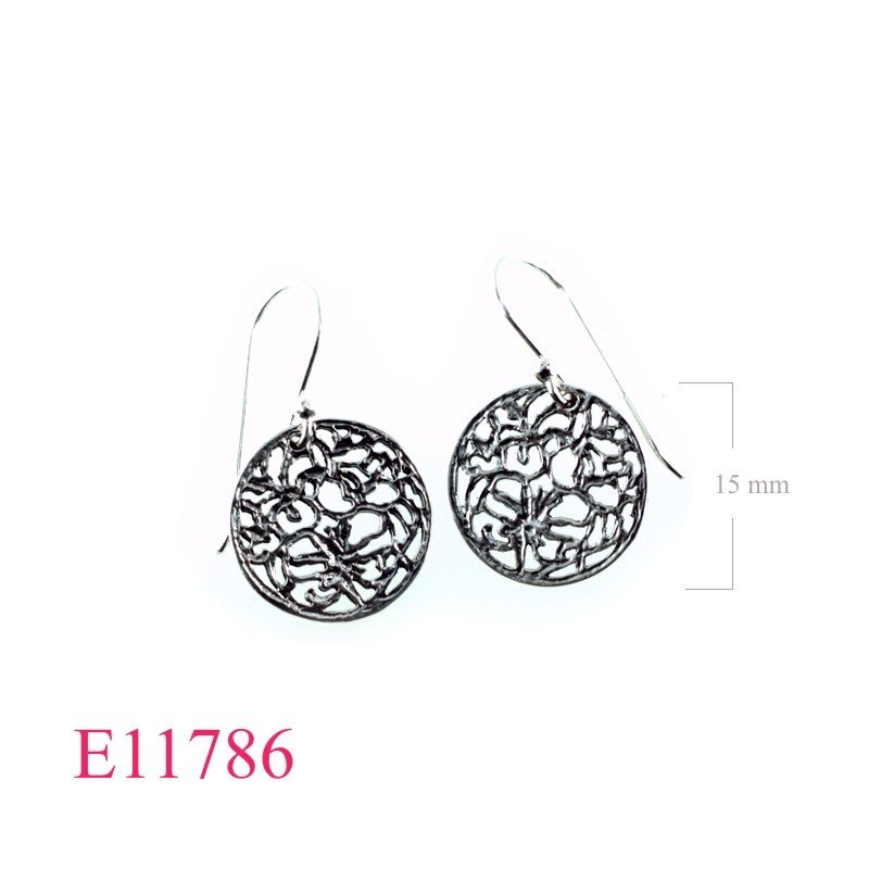 Earrings, 17mm round cut out design.