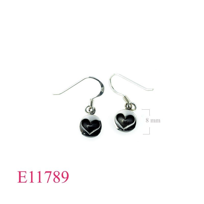 Earrings, heart in round.