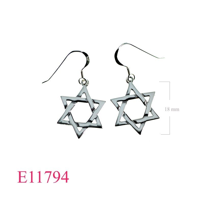 Earrings, 15mm Davis star.