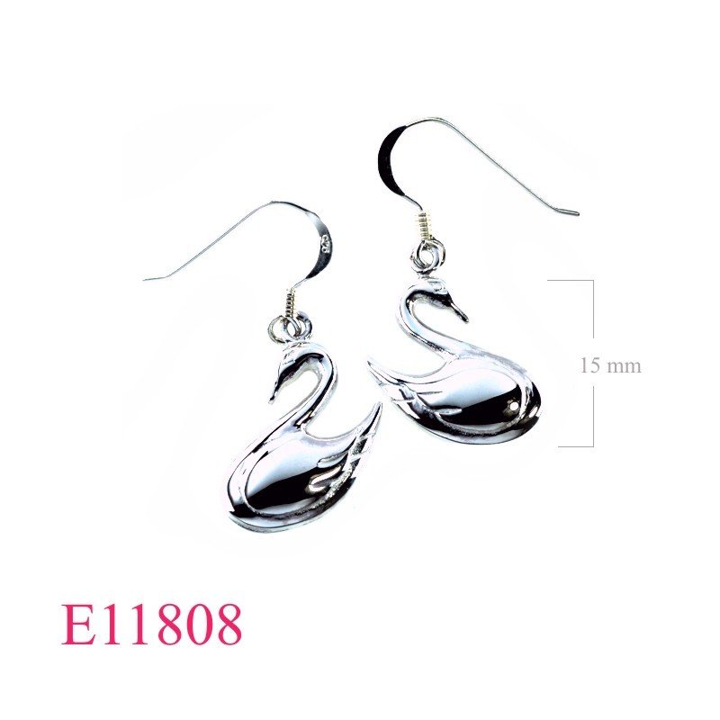 Earrings, puff swan.