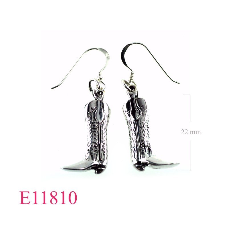 Earrings, cowboy boot.