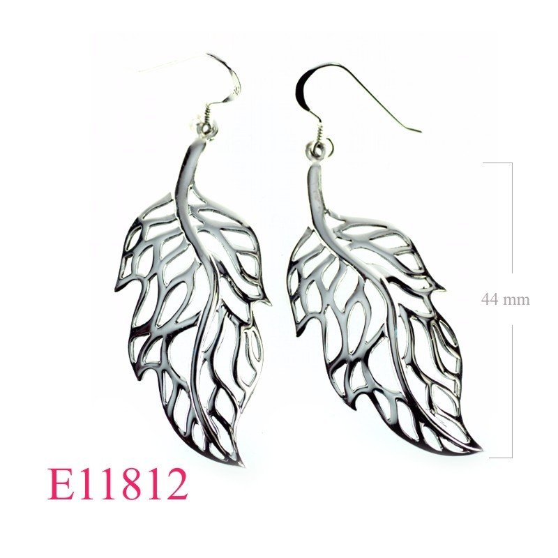 Earrings, cut out leaf.