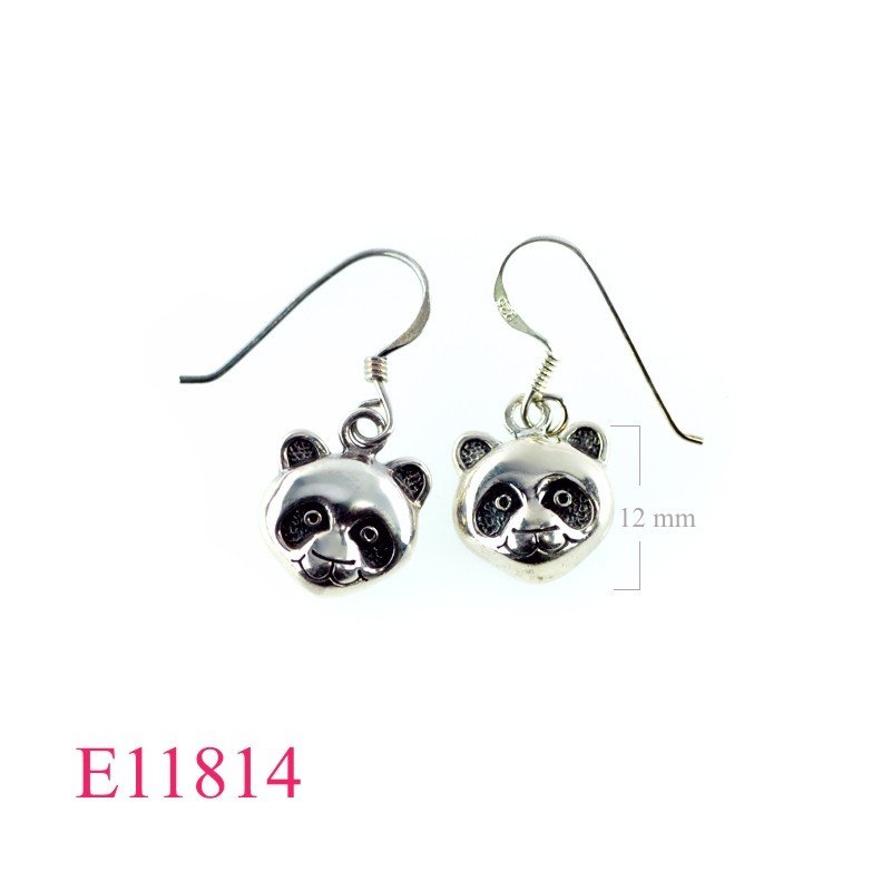 Earrings, panda head.