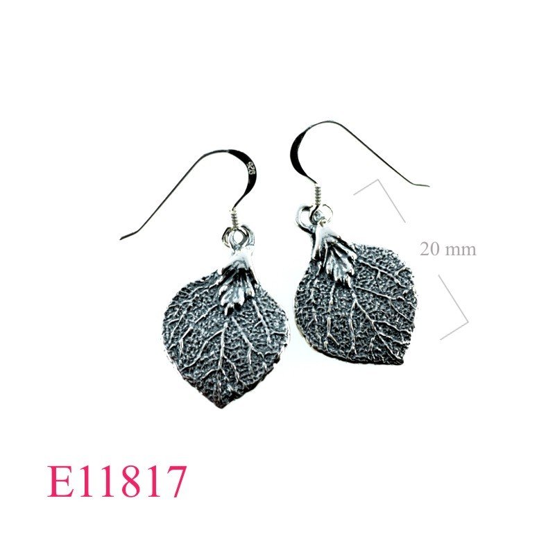 Earrings, 15mm pipal leaf.