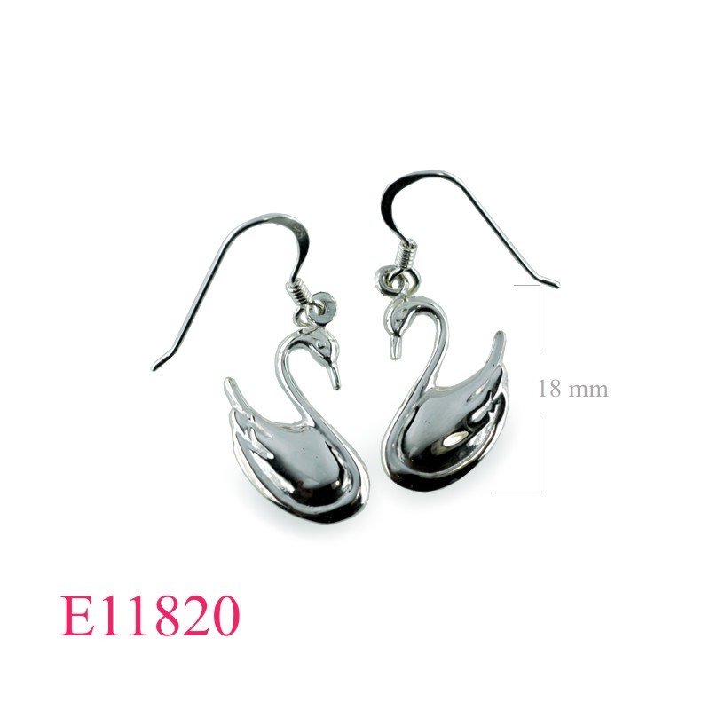 Earrings, 18mm puff swan.