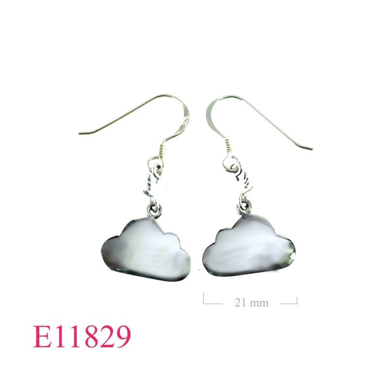 Earrings, digital clouds and bird.