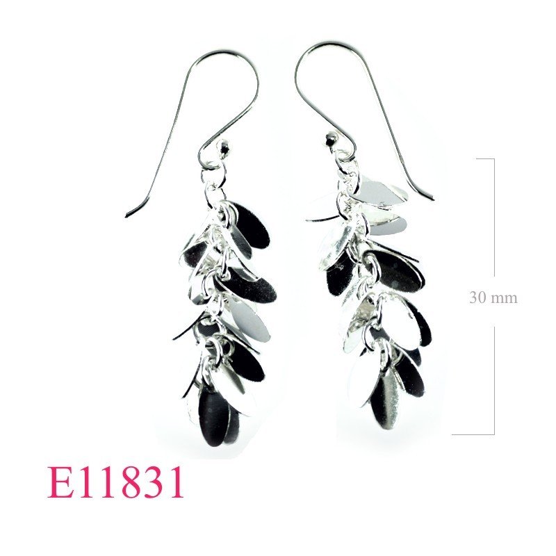 Earrings, oval leaves.