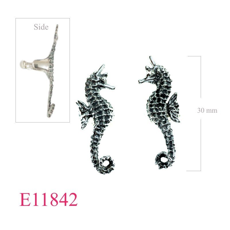Seahorse Earrings, seahorse earcuff.
