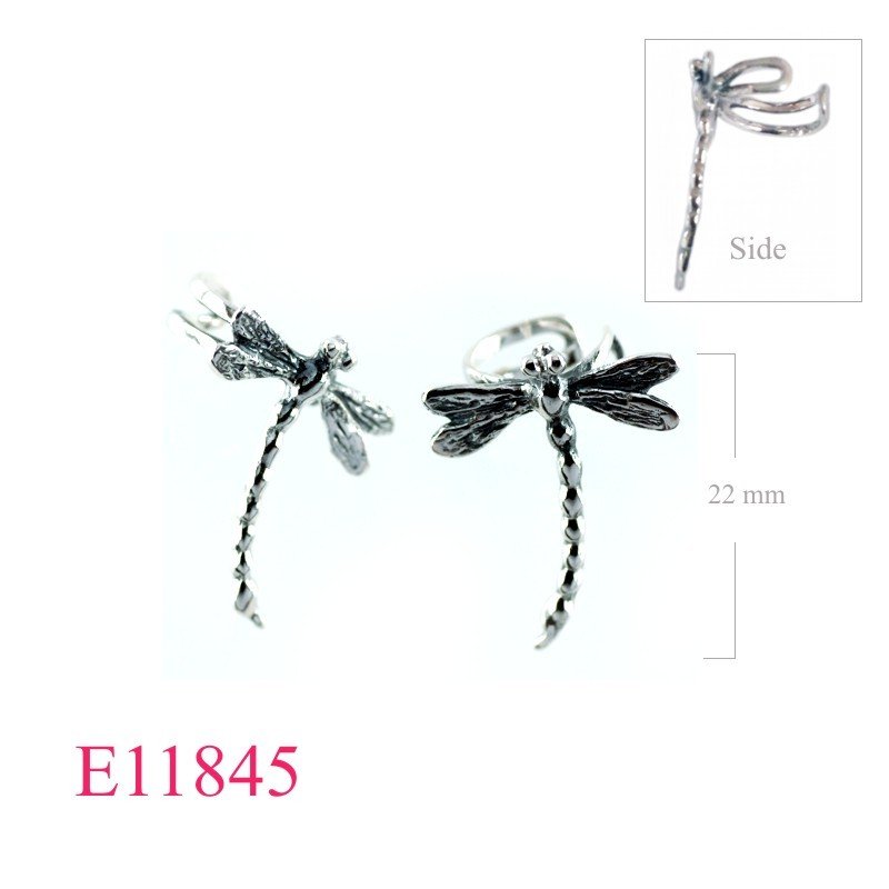 Earrings, dragonfly earcuff.