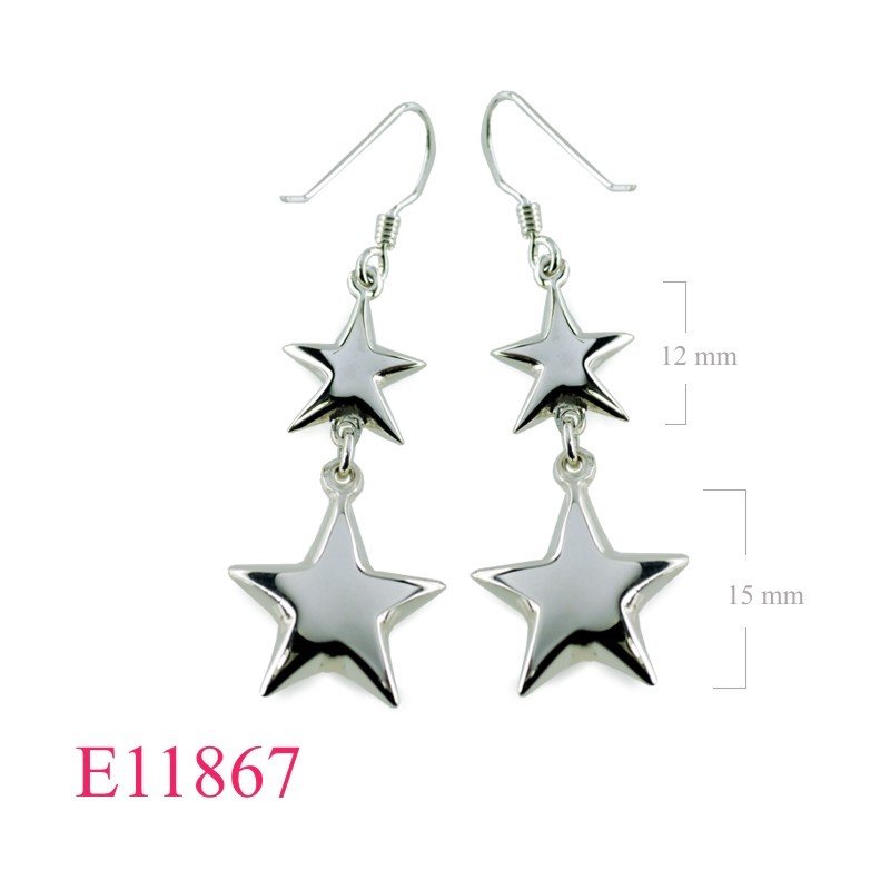 Earrings, 12 + 15mm puff stars.