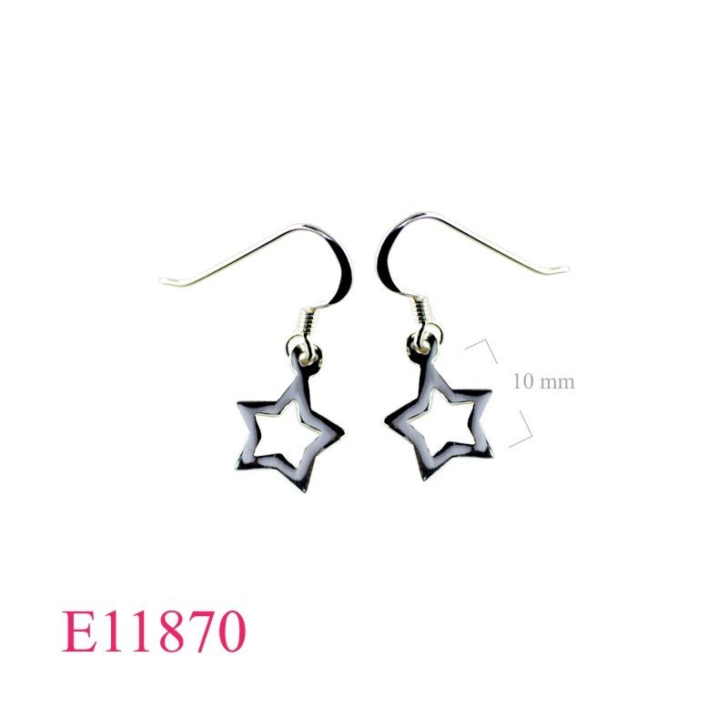 Earrings, 10mm open star.