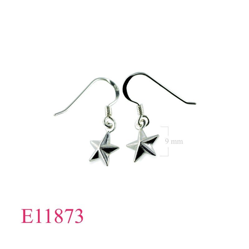 Earrings, 9mm puff star.