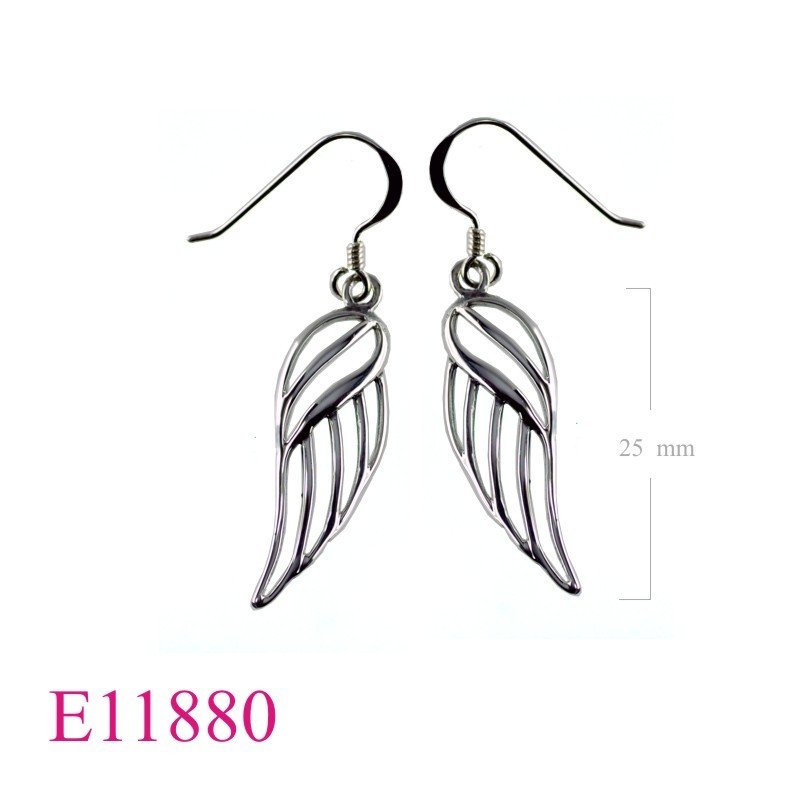 Earrings, cut out wing.