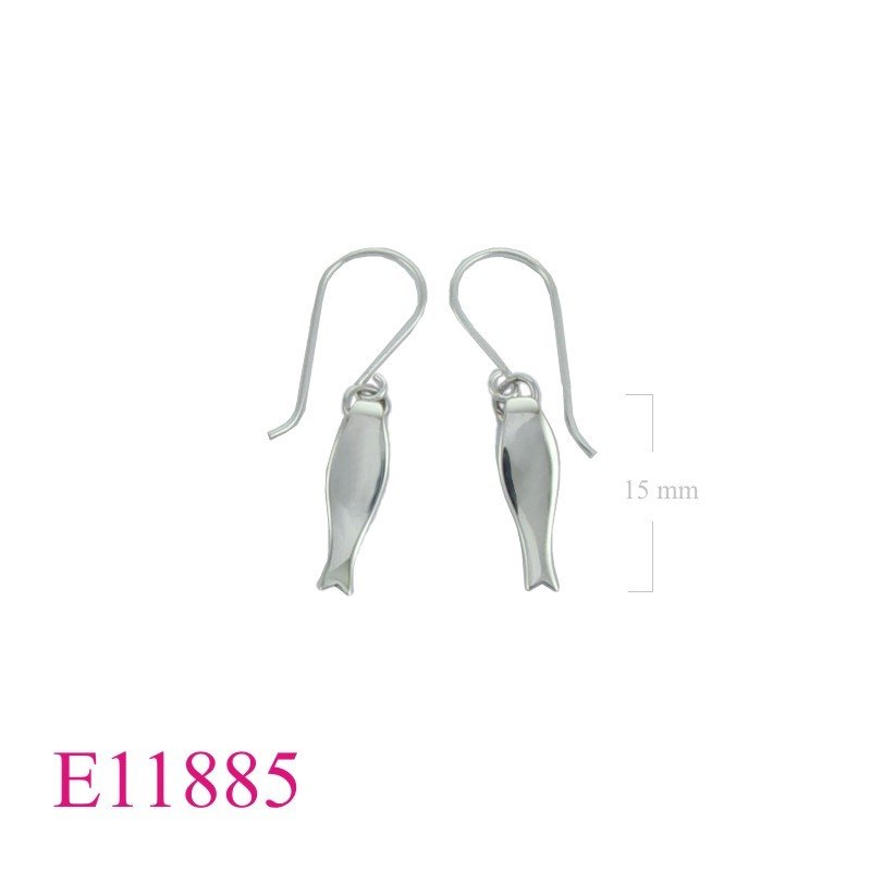 Earrings, 15mm curve fish.