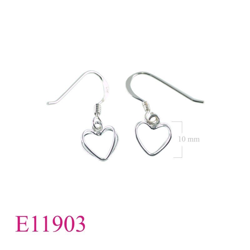 Earrings, wire heart.