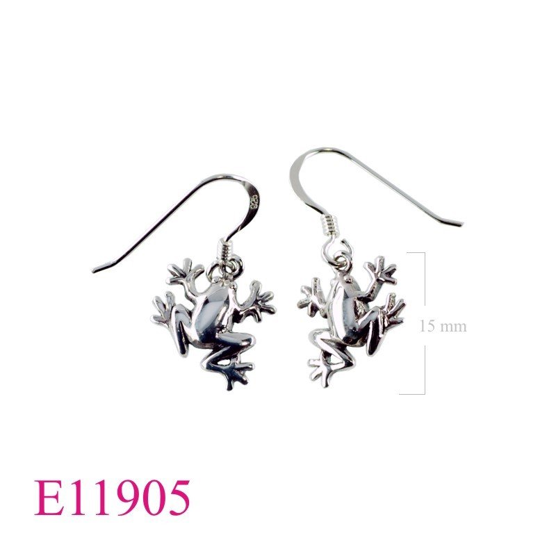 Earrings, frog.