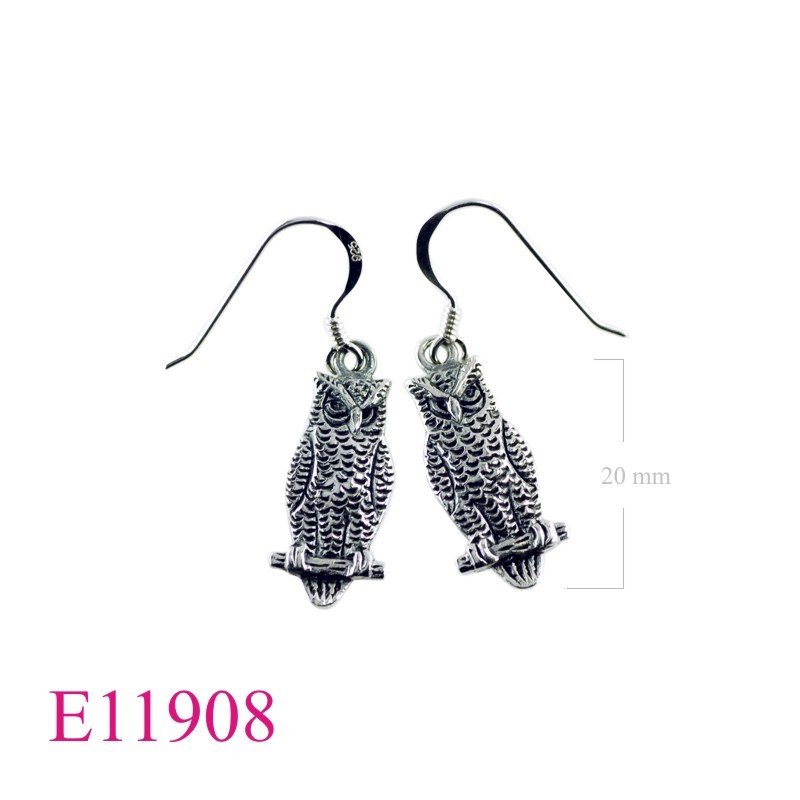 Earrings, owl.