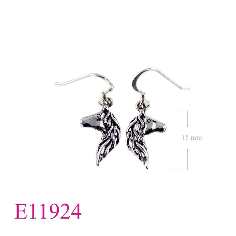 Earrings, horse head.