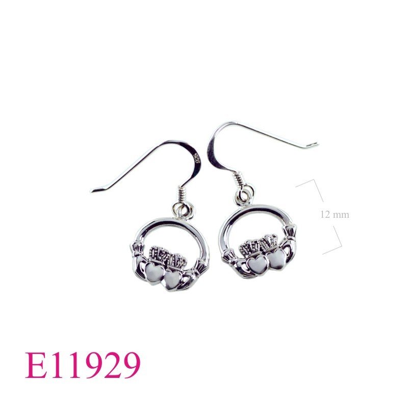 Claddagh Earrings, Heart Earrings, double  Claddagh.