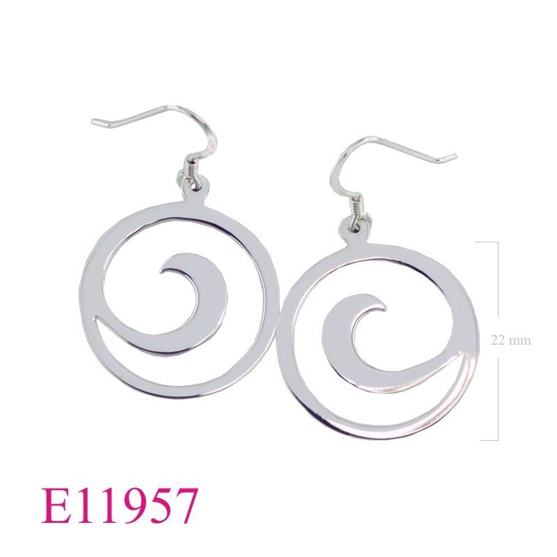Earrings, 25mm flat round swirl.