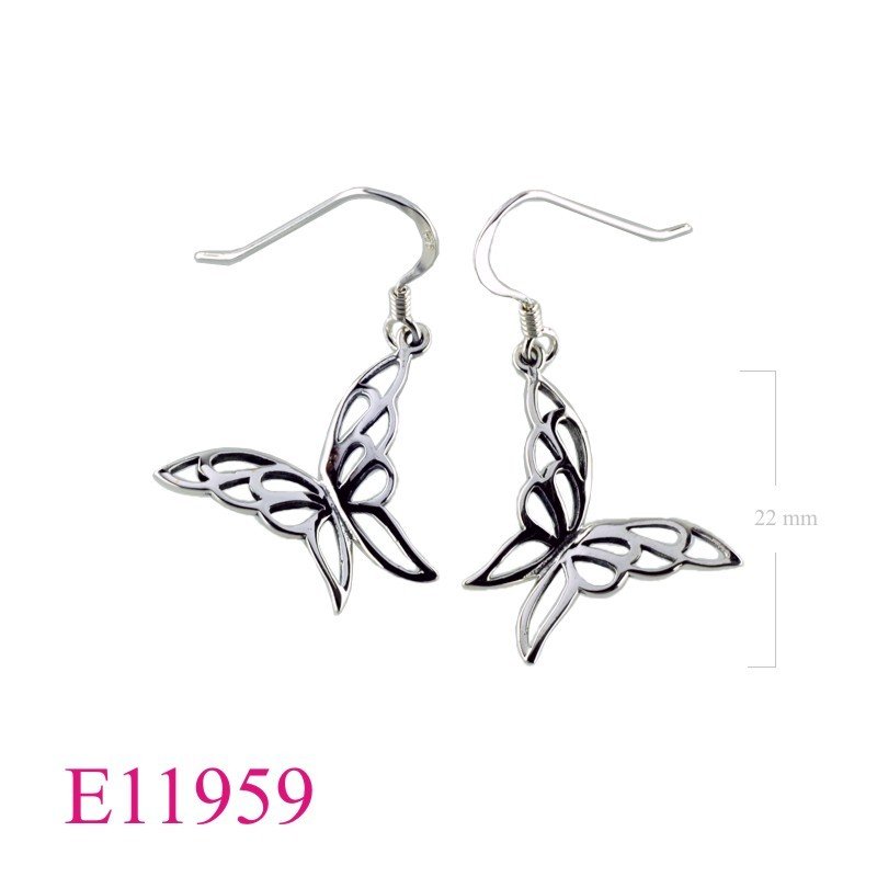 Earrings, opened butterfly.