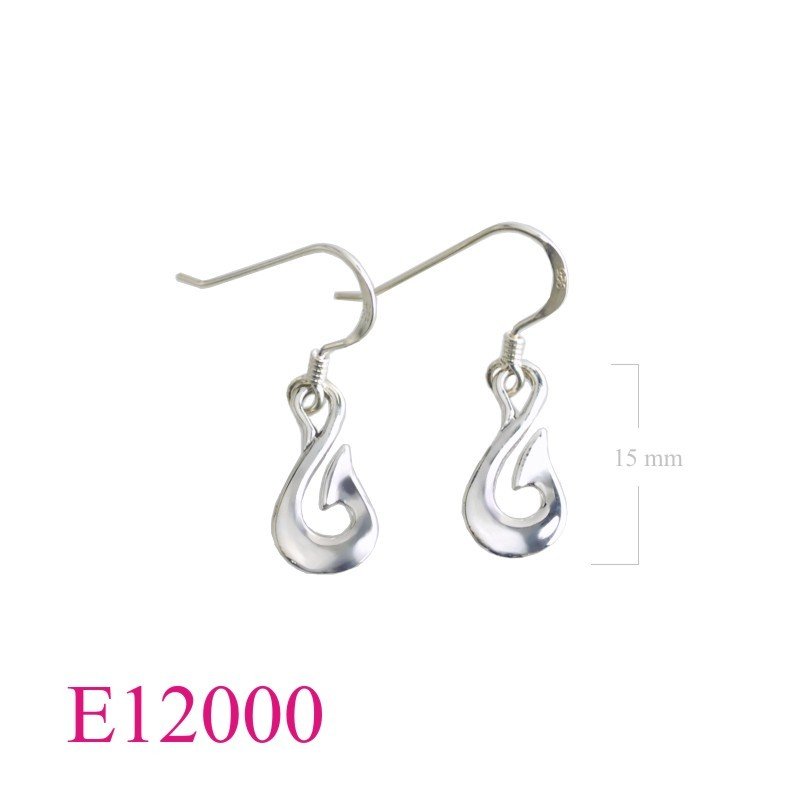 Earrings, Hei Matau fish hook.