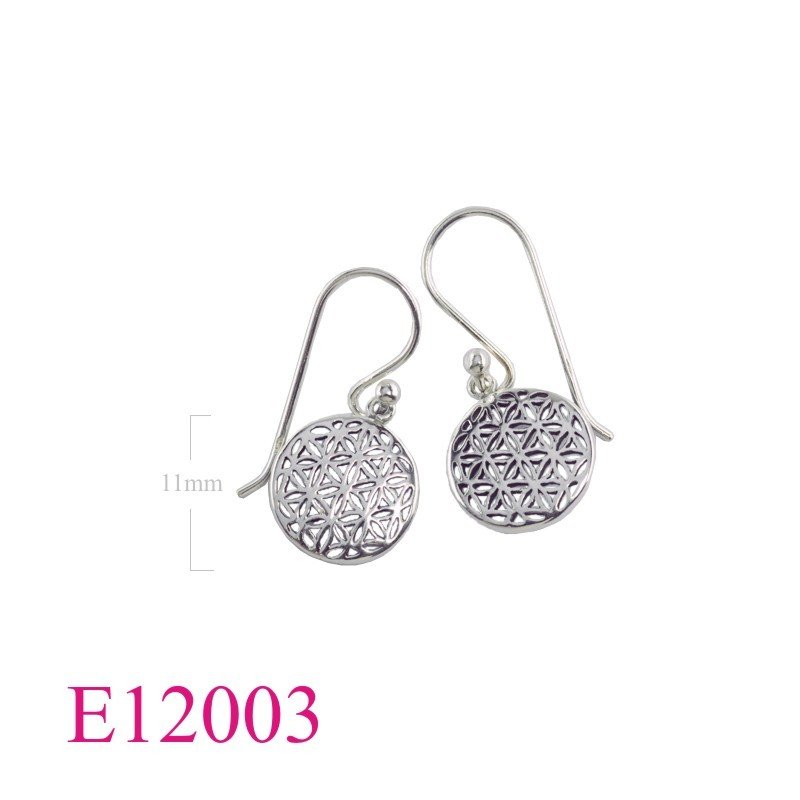 Earrings, 12mm cut out Flower of life.