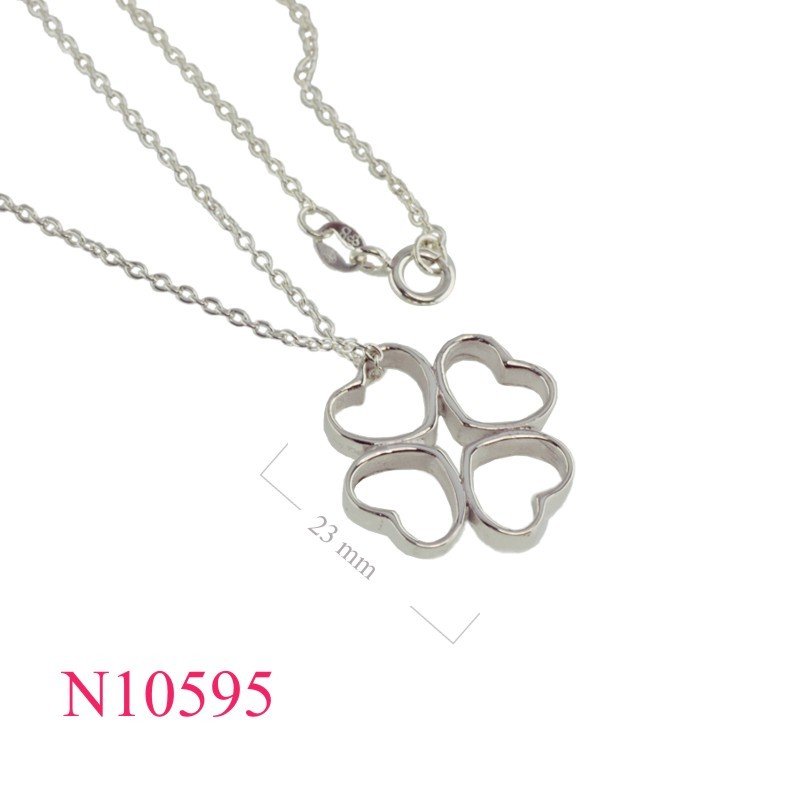 Necklace, 16 inches chain and opened lucky clover.